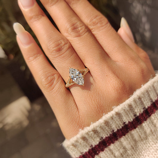 Cushion Hidden Halo Lab Grown Diamond Engagement Ring