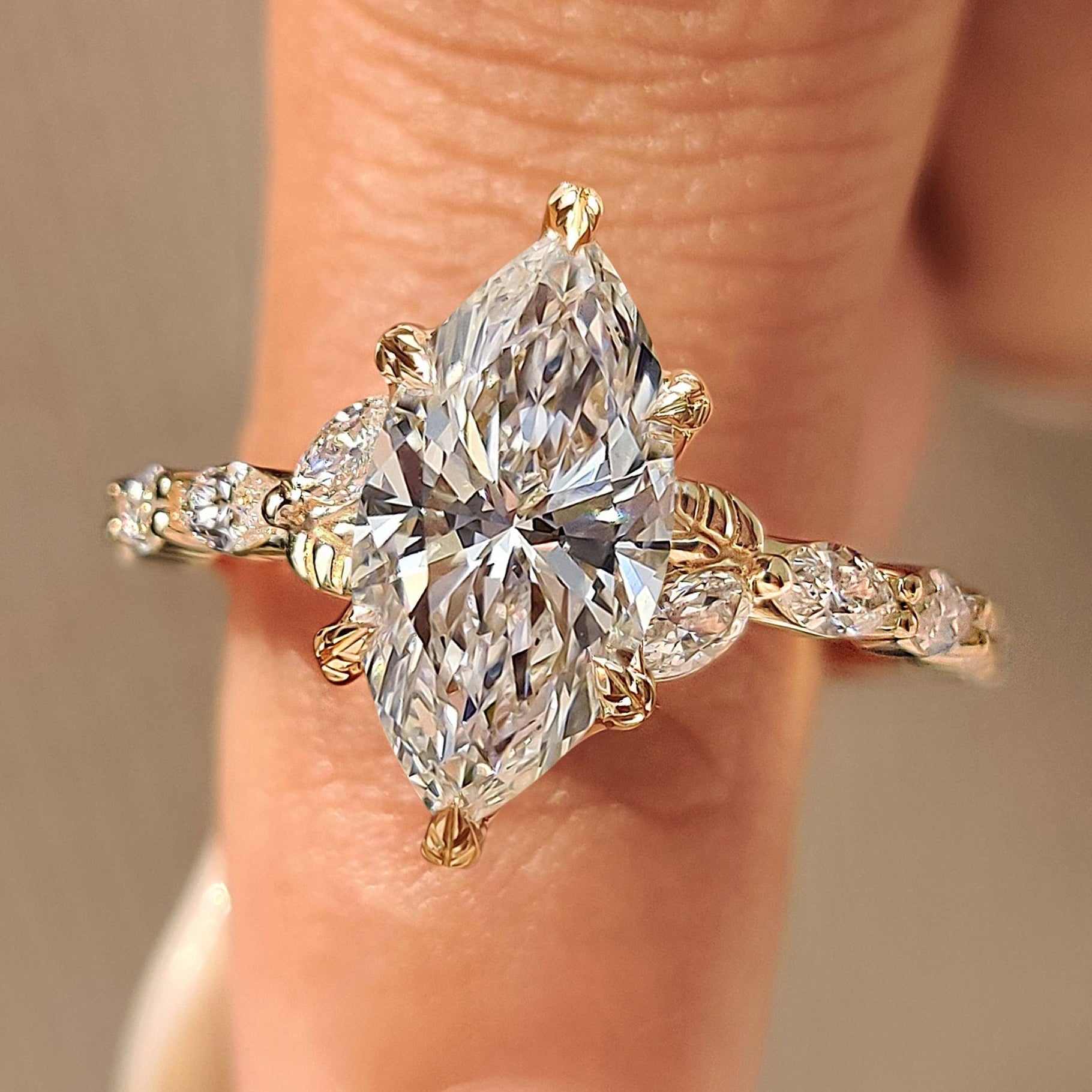 Cushion Hidden Halo Lab Grown Diamond Engagement Ring