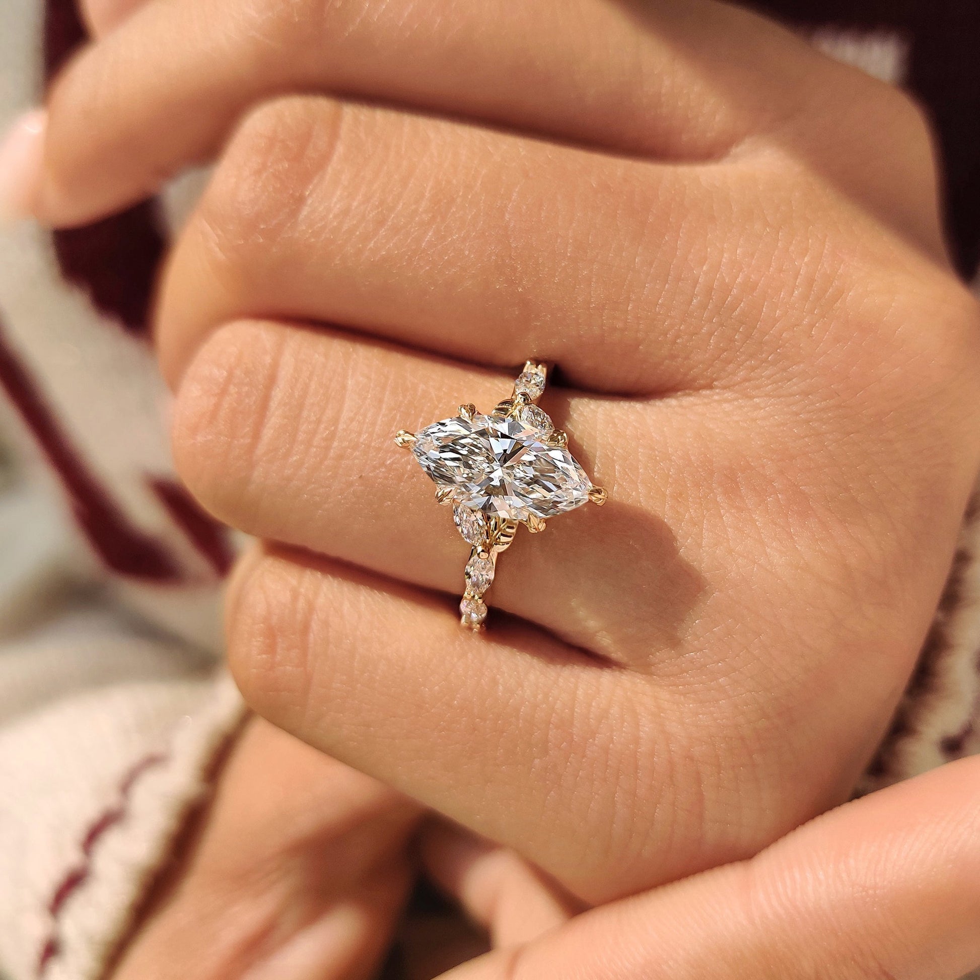 Cushion Hidden Halo Lab Grown Diamond Engagement Ring