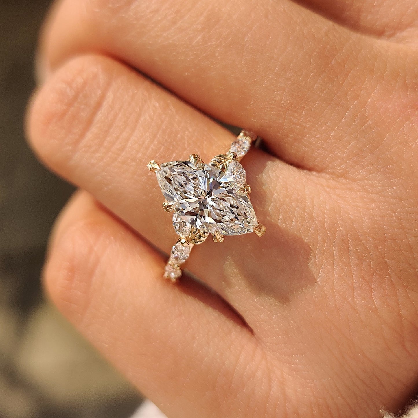 Cushion Hidden Halo Lab Grown Diamond Engagement Ring