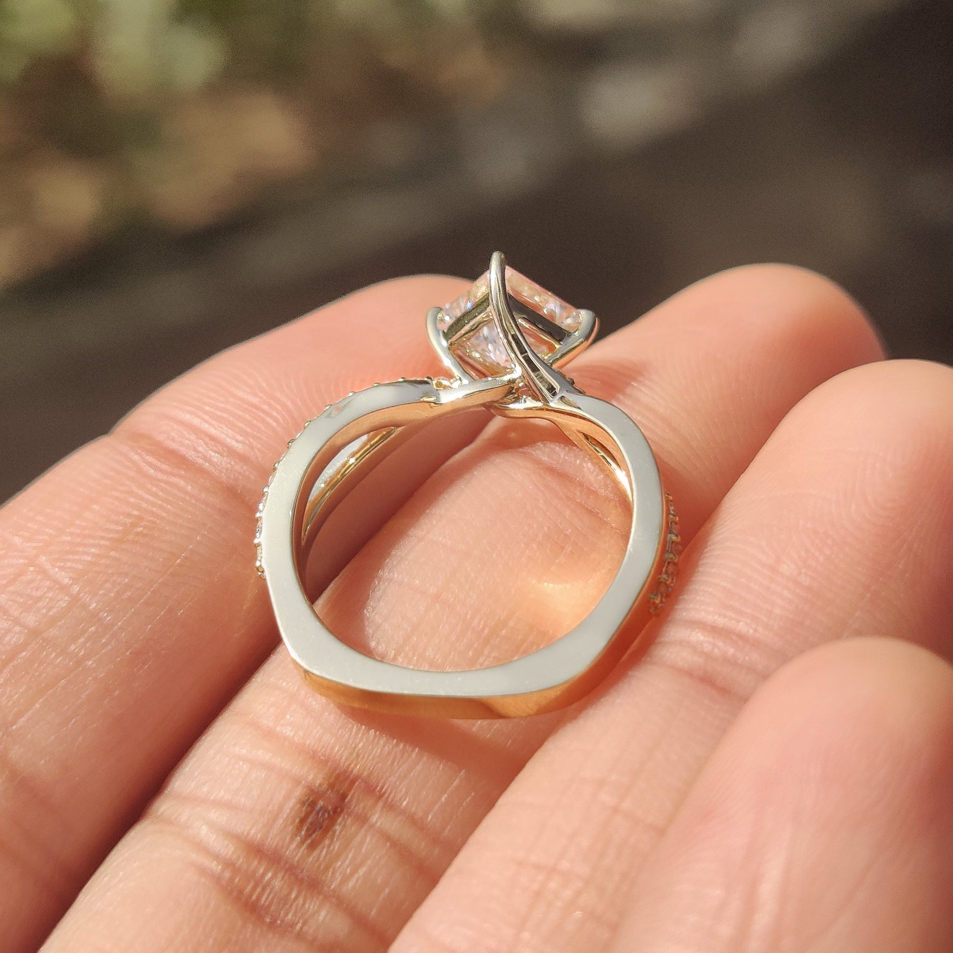 Cushion Hidden Halo Lab Grown Diamond Engagement Ring