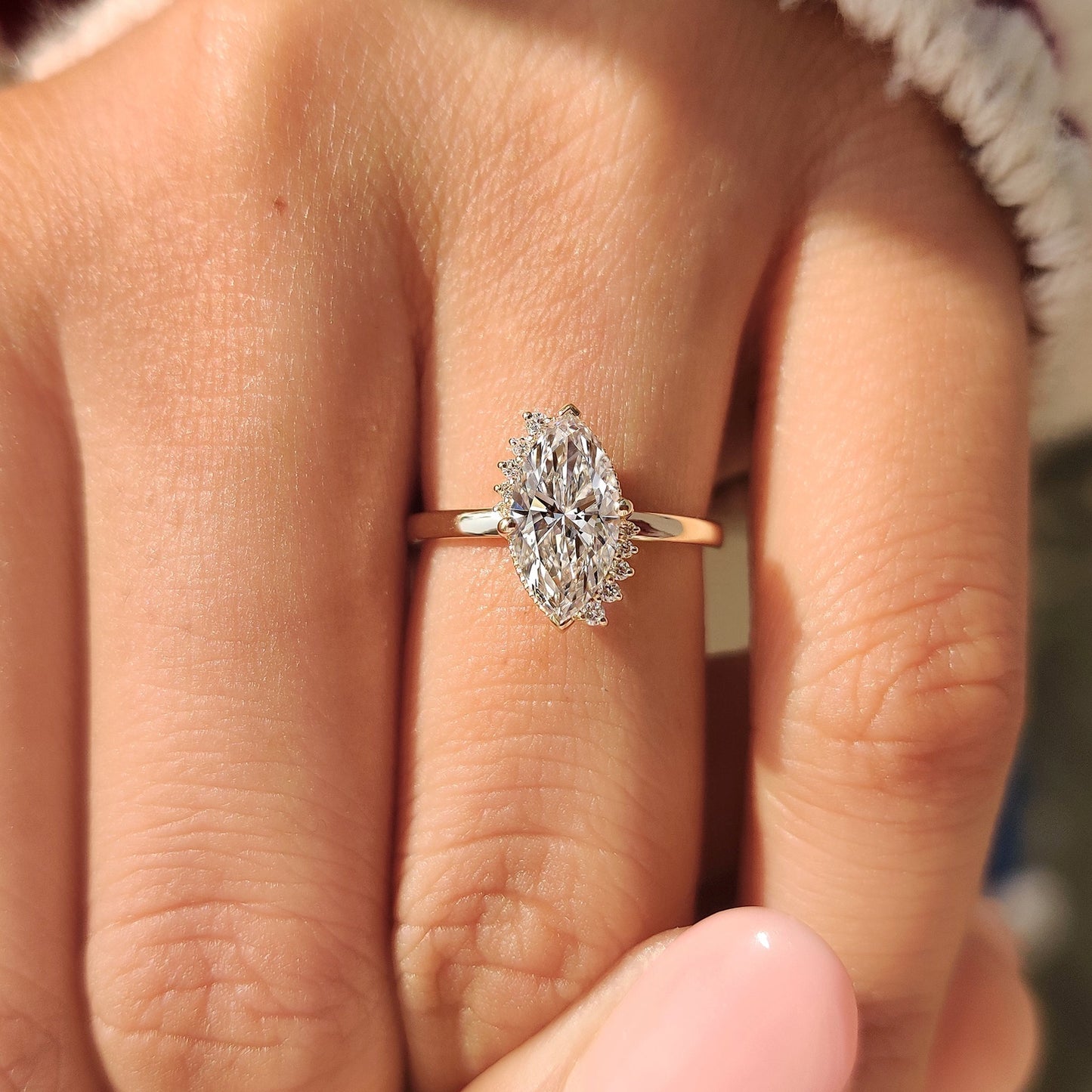 Cushion Hidden Halo Lab Grown Diamond Engagement Ring