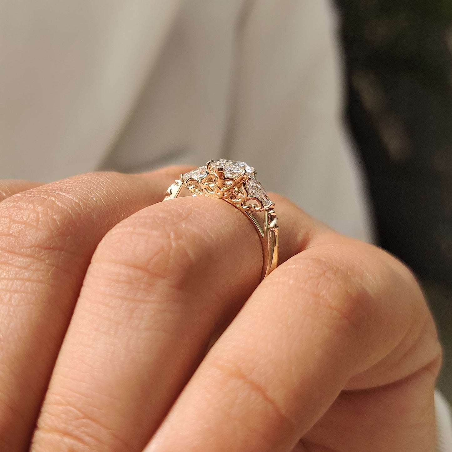Cushion Hidden Halo Lab Grown Diamond Engagement Ring