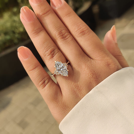Cushion Hidden Halo Lab Grown Diamond Engagement Ring