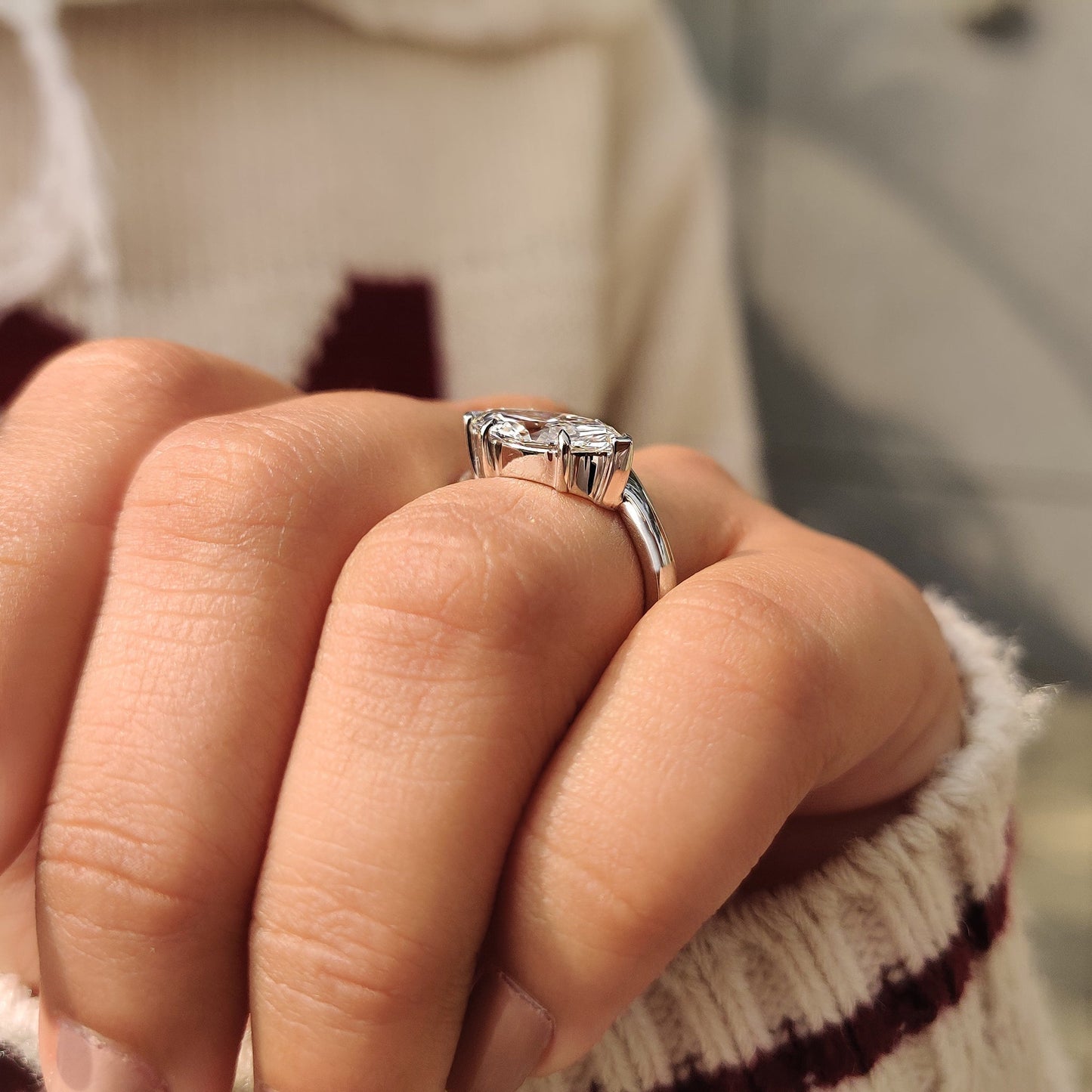 Cushion Hidden Halo Lab Grown Diamond Engagement Ring
