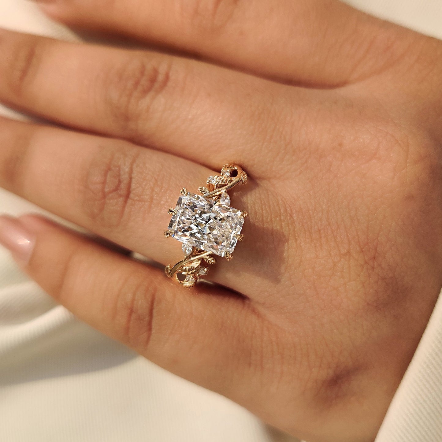 Cushion Hidden Halo Lab Grown Diamond Engagement Ring