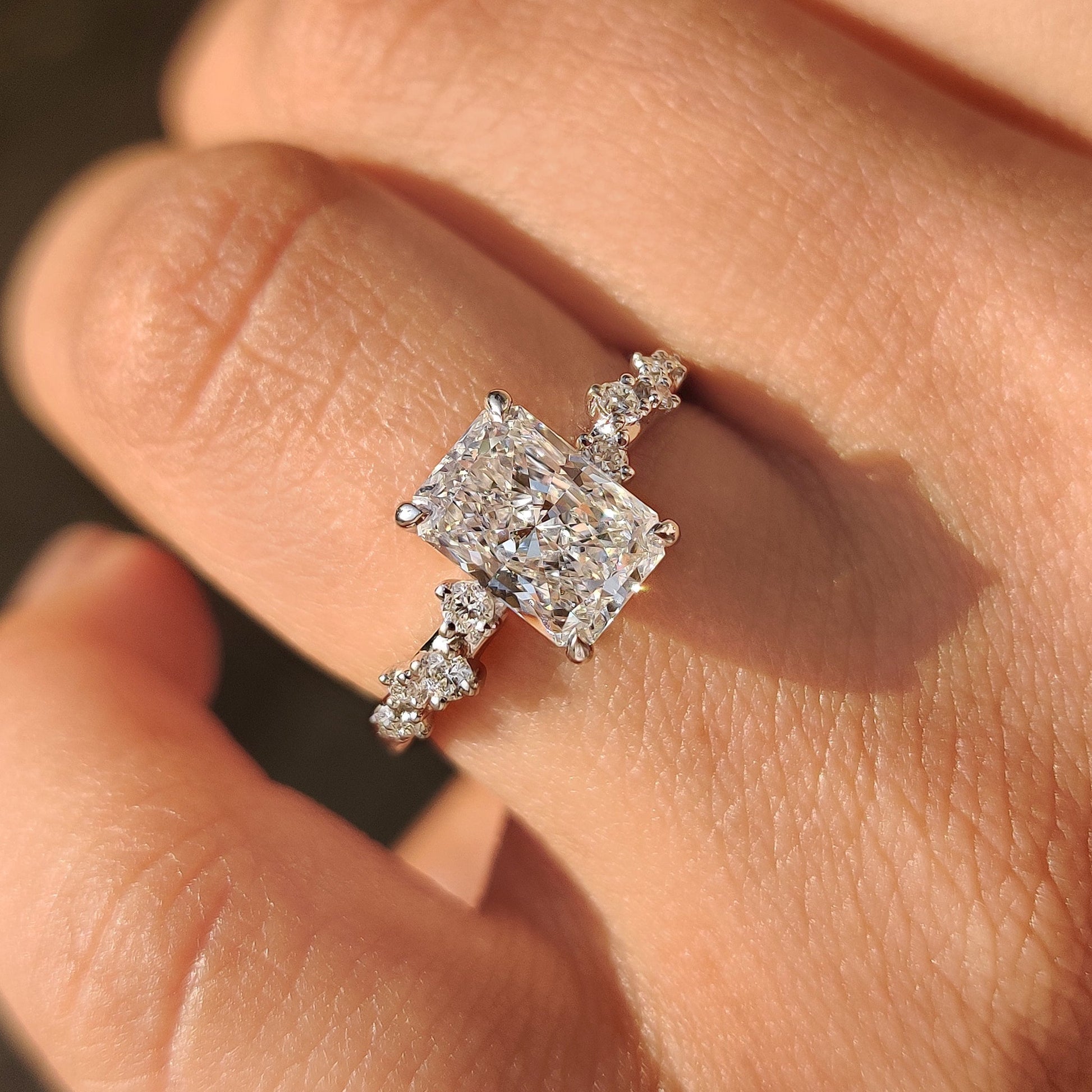 Cushion Hidden Halo Lab Grown Diamond Engagement Ring