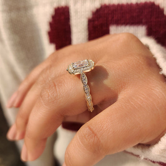 Cushion Hidden Halo Lab Grown Diamond Engagement Ring