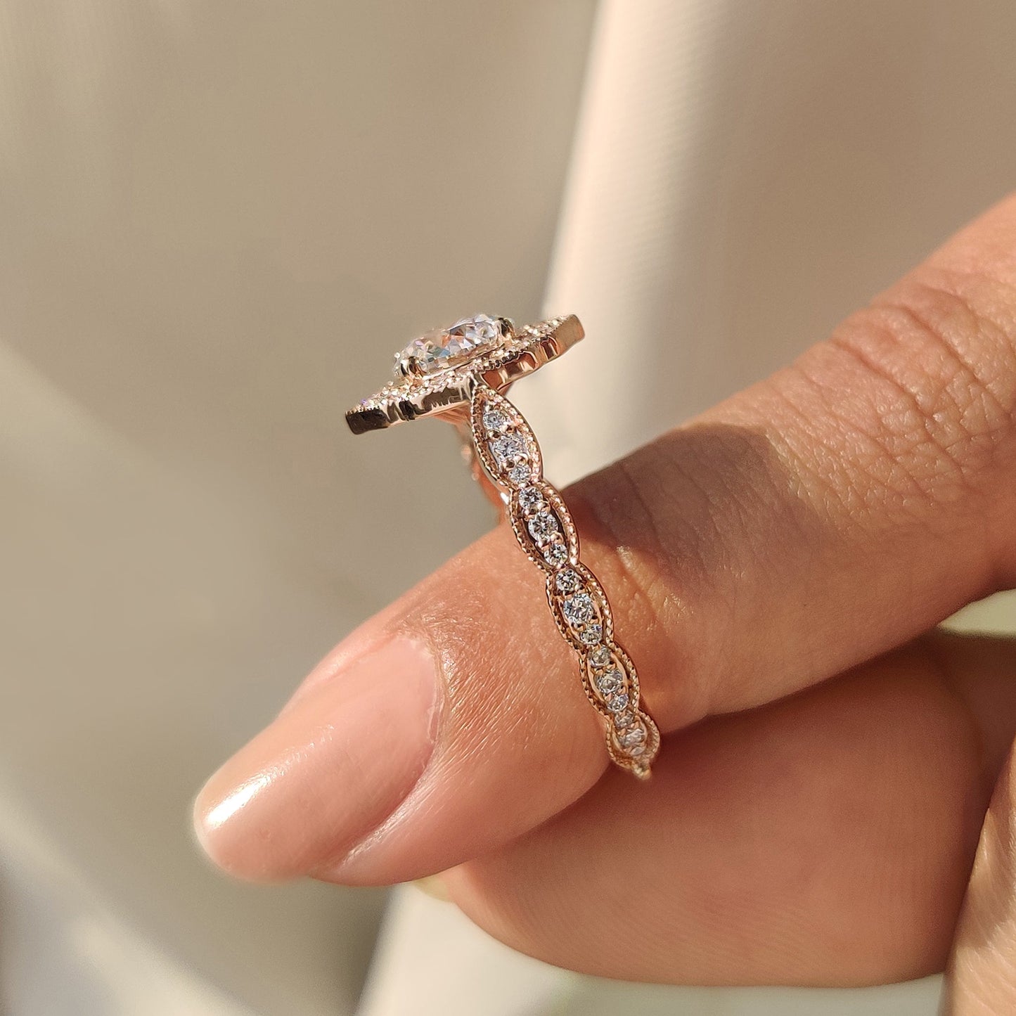 Cushion Hidden Halo Lab Grown Diamond Engagement Ring