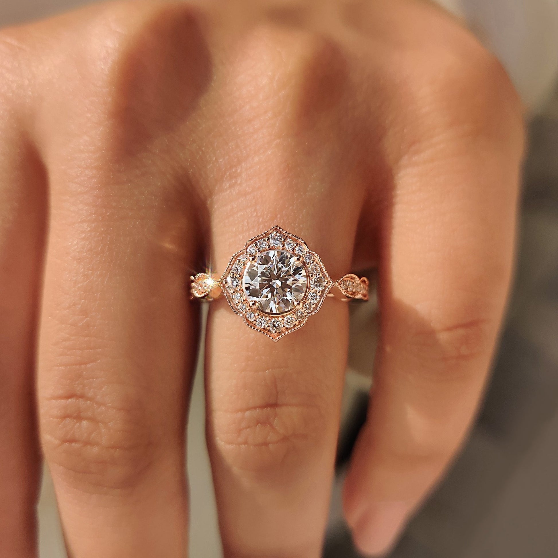 Cushion Hidden Halo Lab Grown Diamond Engagement Ring