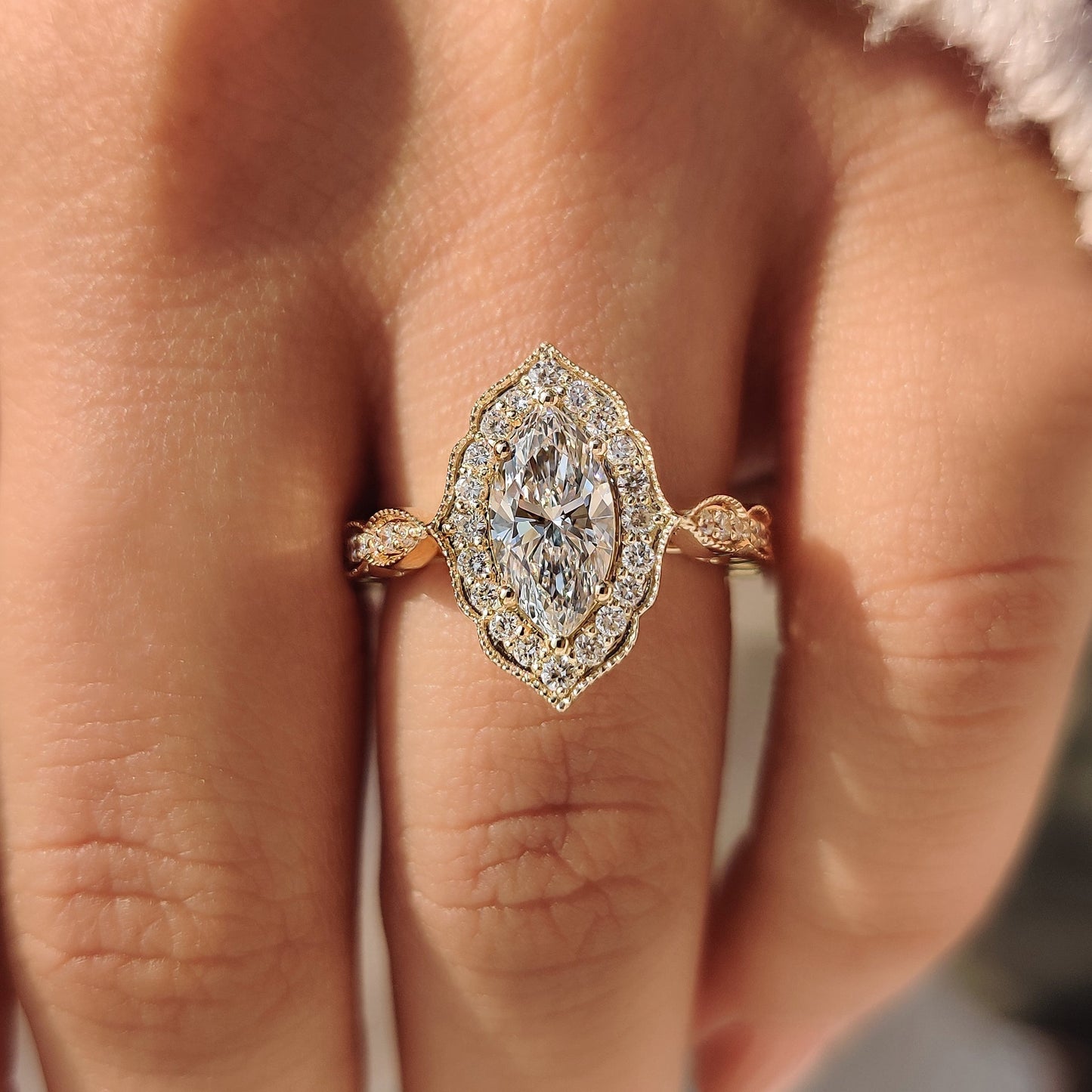 Cushion Hidden Halo Lab Grown Diamond Engagement Ring