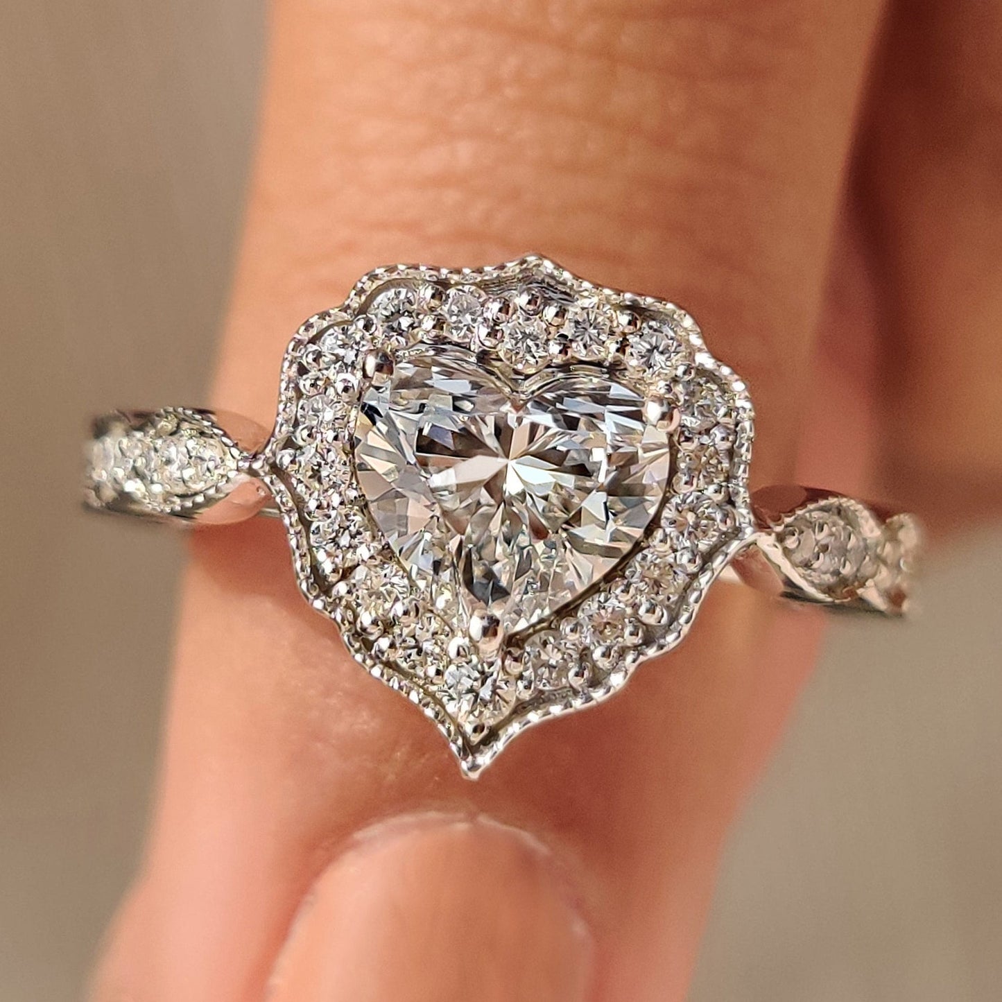 Cushion Hidden Halo Lab Grown Diamond Engagement Ring