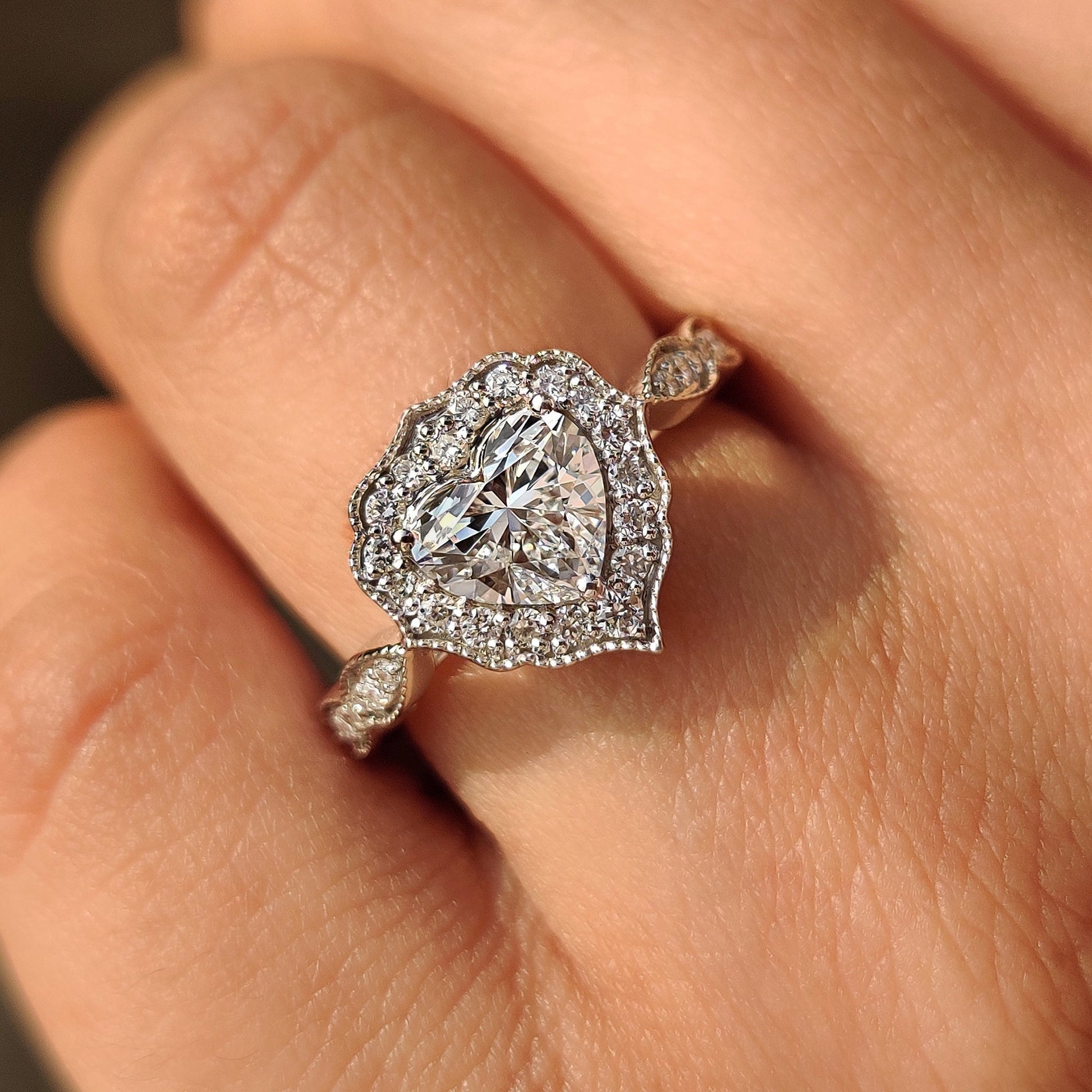 Cushion Hidden Halo Lab Grown Diamond Engagement Ring