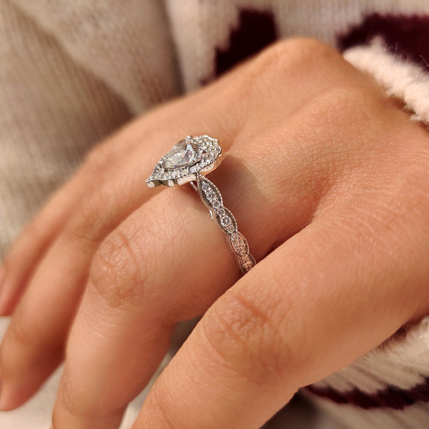 Cushion Hidden Halo Lab Grown Diamond Engagement Ring