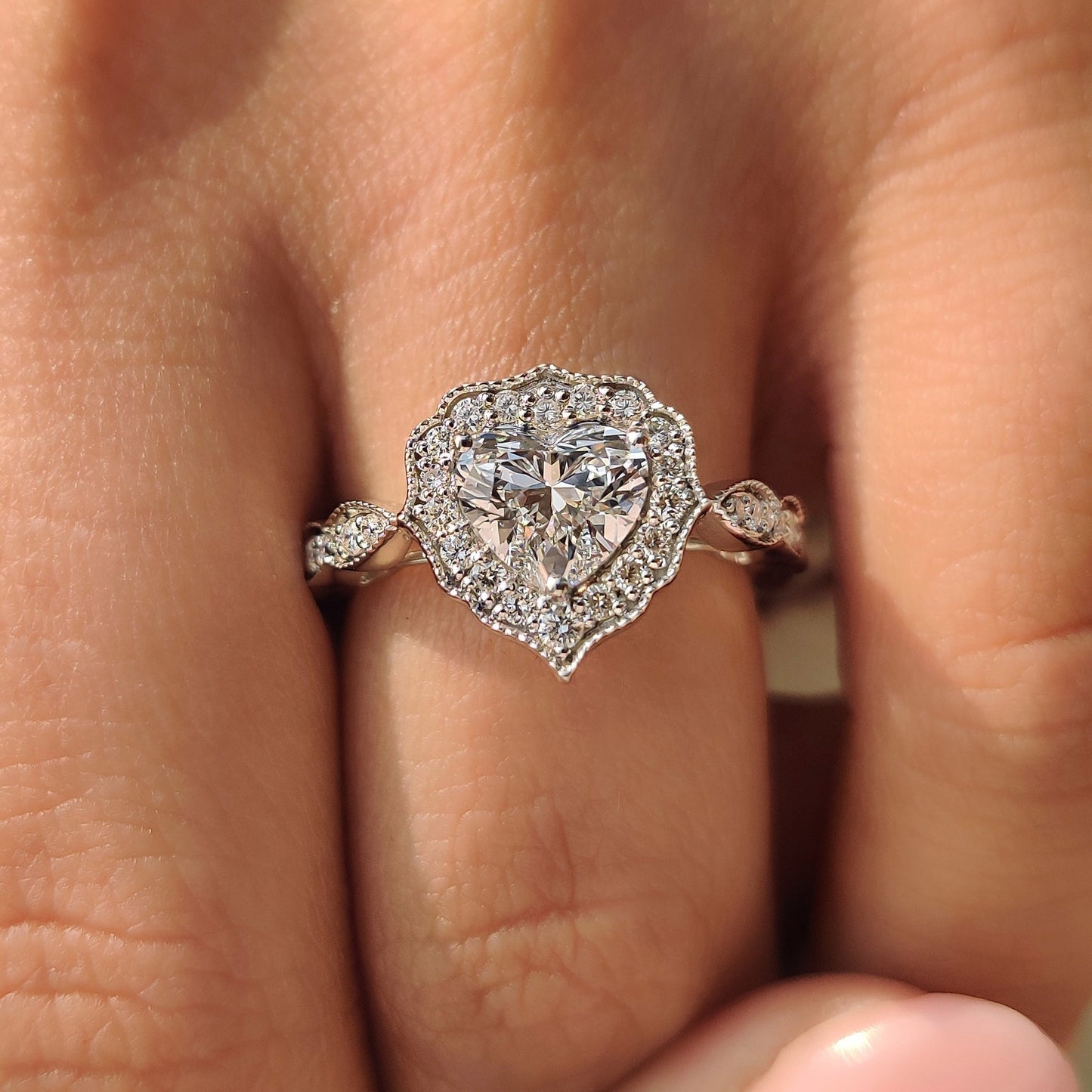 Cushion Hidden Halo Lab Grown Diamond Engagement Ring
