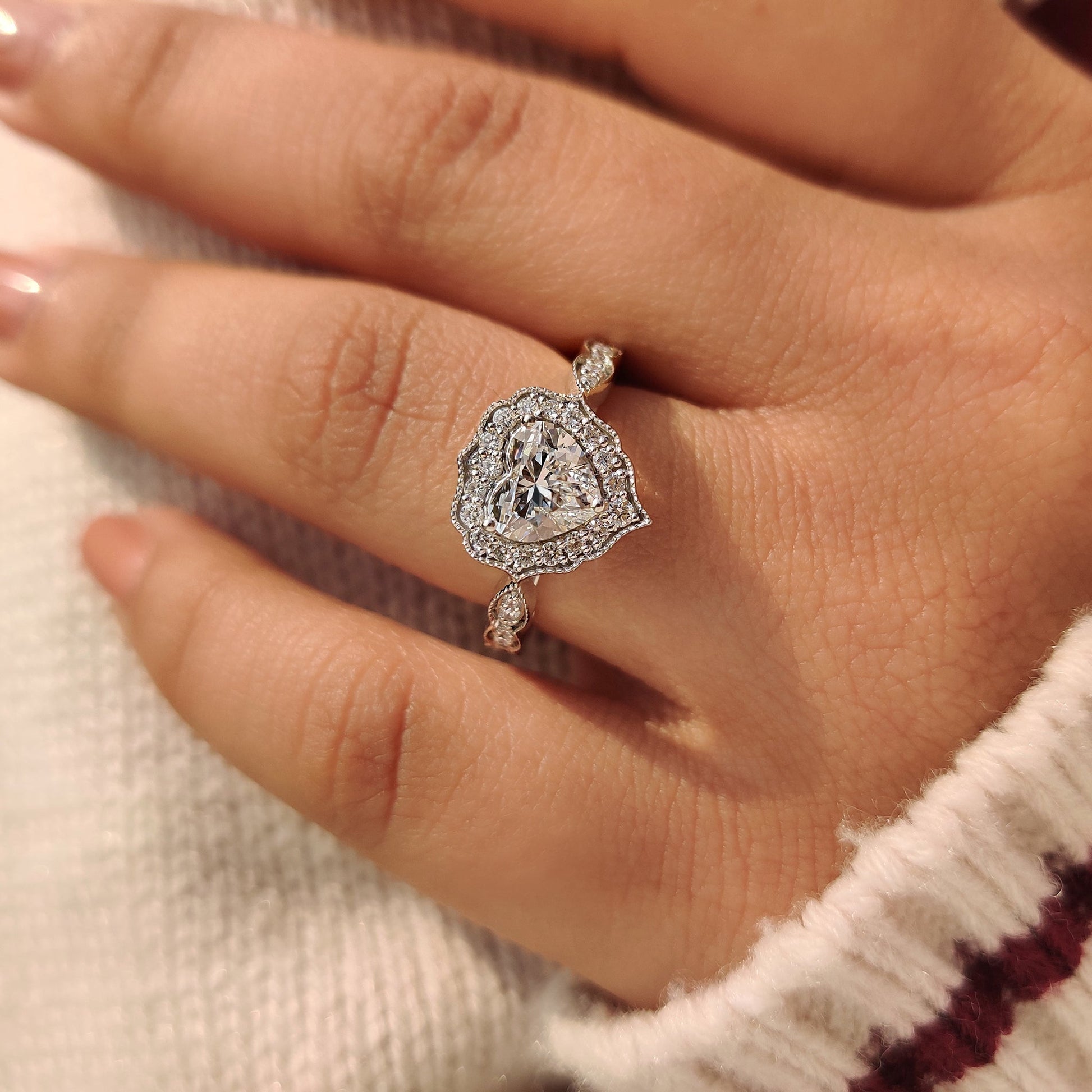 Cushion Hidden Halo Lab Grown Diamond Engagement Ring