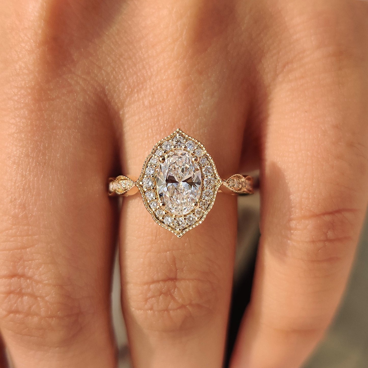 Cushion Hidden Halo Lab Grown Diamond Engagement Ring