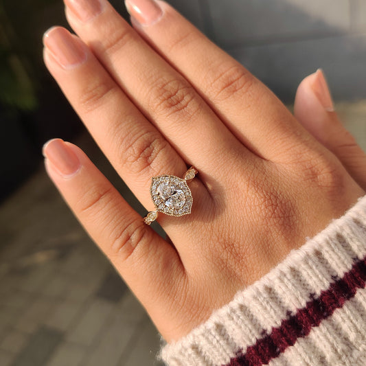 Cushion Hidden Halo Lab Grown Diamond Engagement Ring
