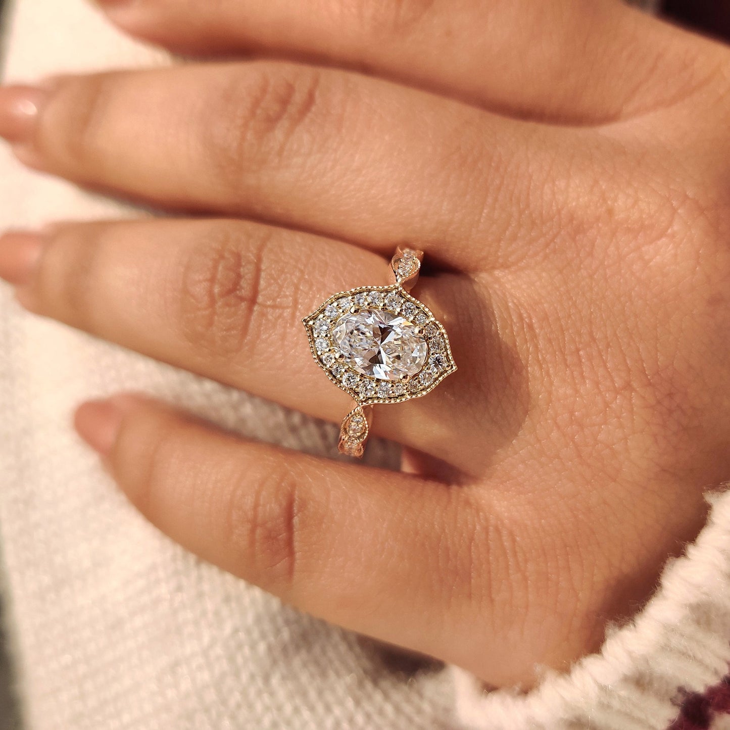 Cushion Hidden Halo Lab Grown Diamond Engagement Ring