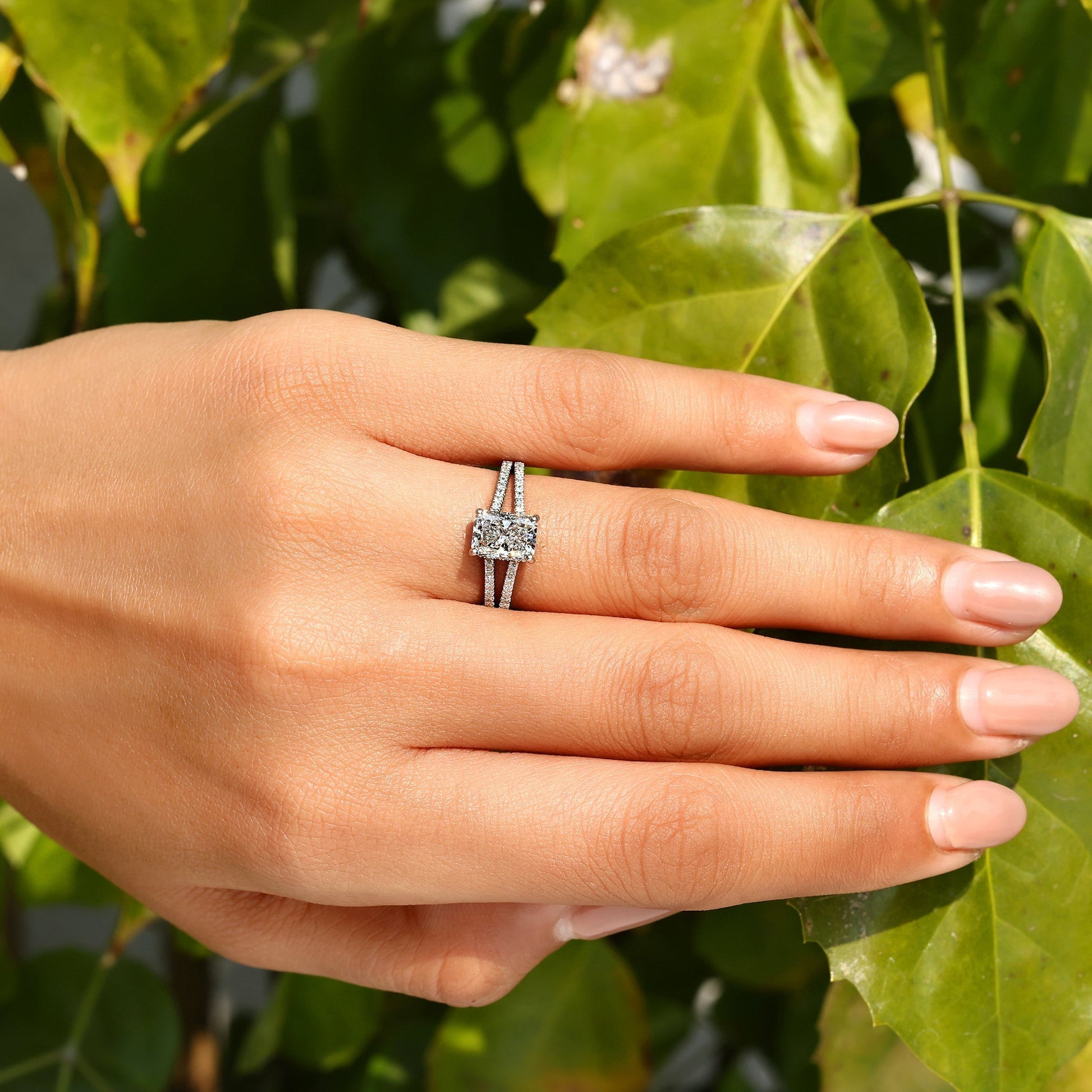 Cushion Hidden Halo Lab Grown Diamond Engagement Ring