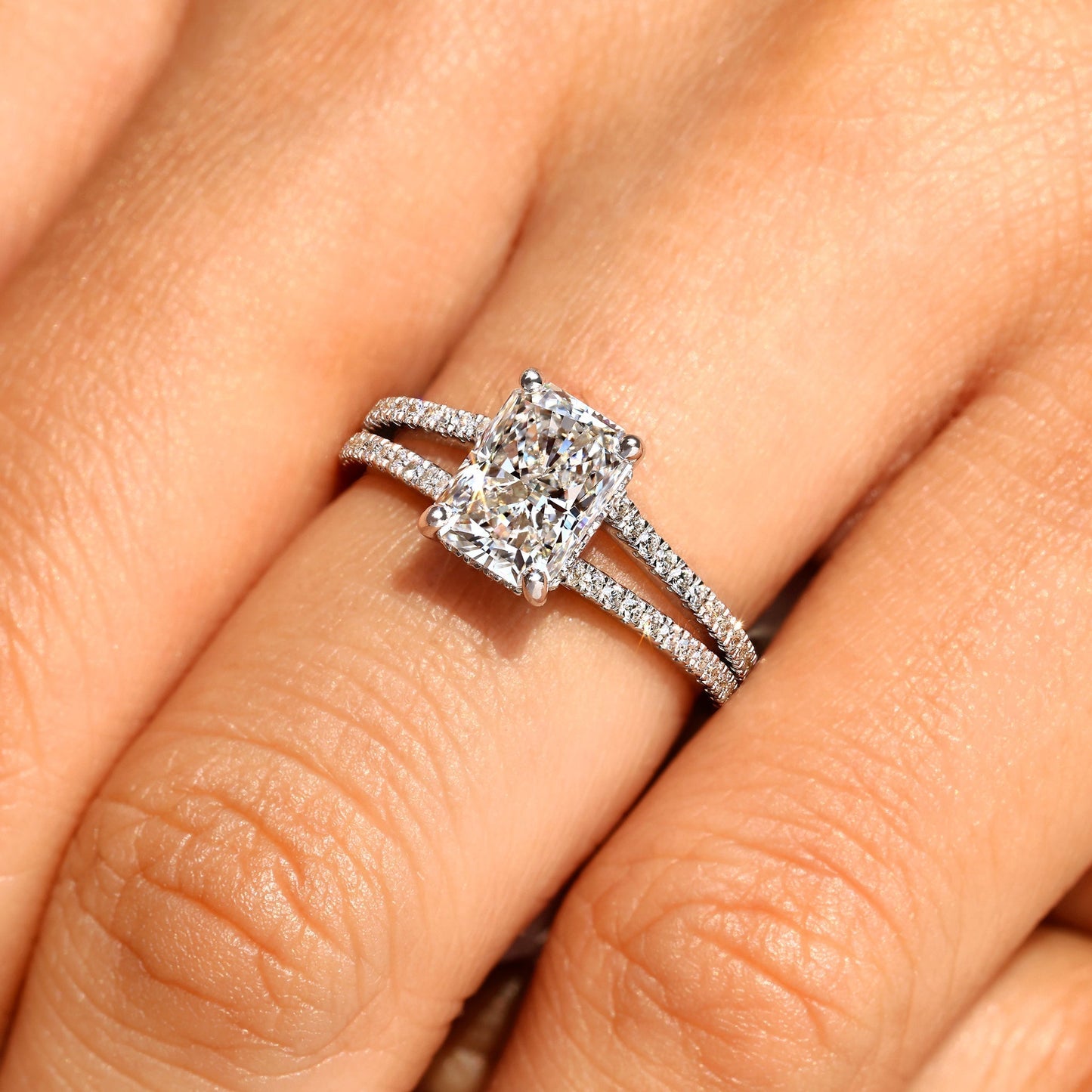 Cushion Hidden Halo Lab Grown Diamond Engagement Ring