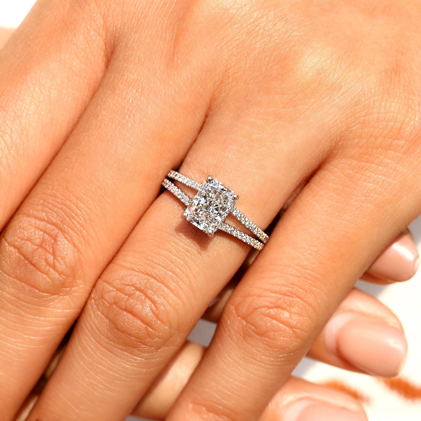Cushion Hidden Halo Lab Grown Diamond Engagement Ring