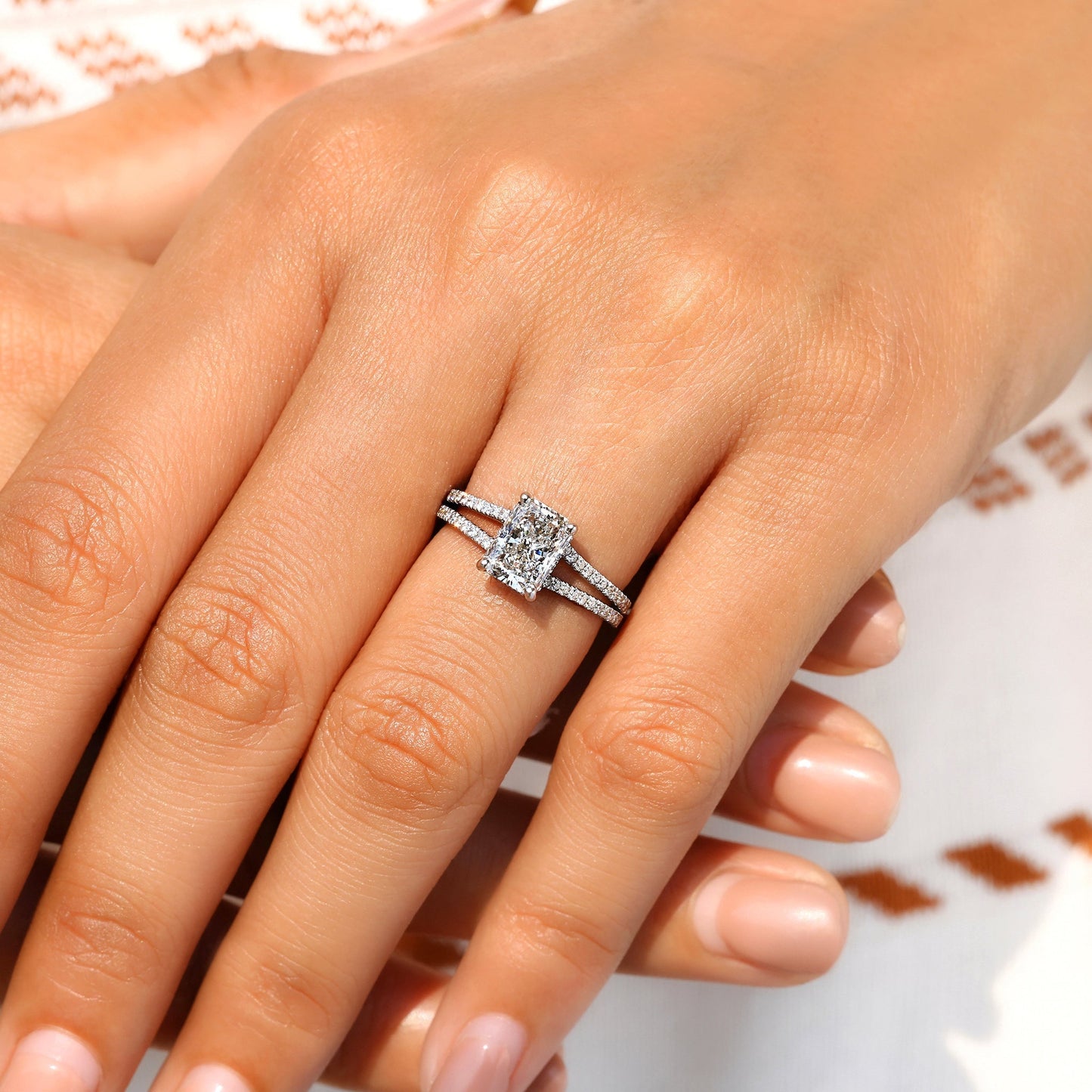 Cushion Hidden Halo Lab Grown Diamond Engagement Ring