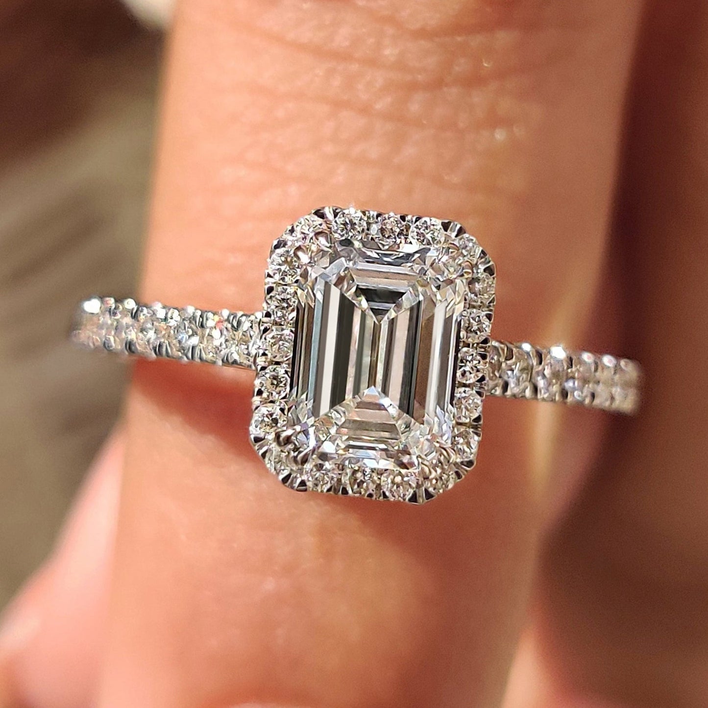 Cushion Hidden Halo Lab Grown Diamond Engagement Ring