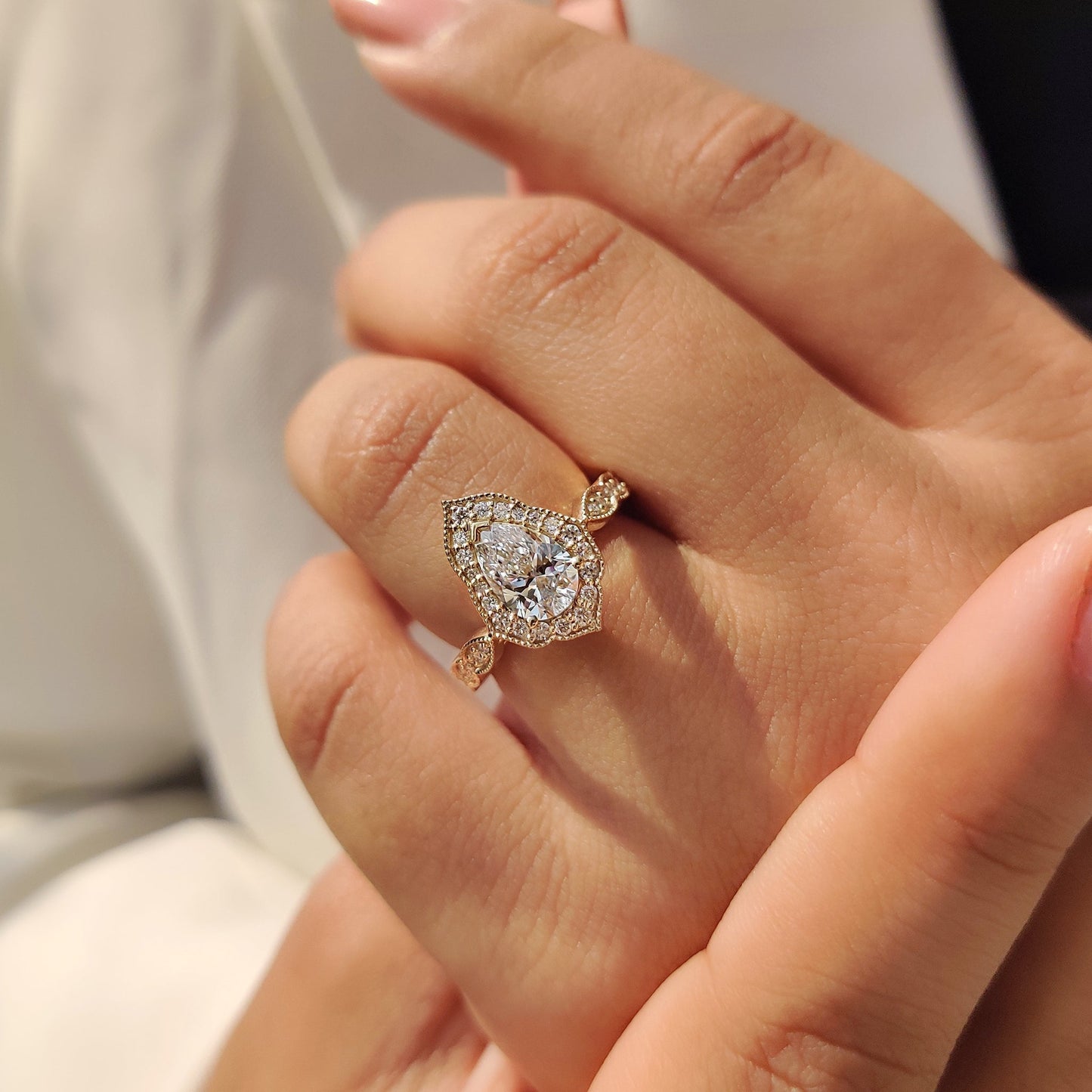 Cushion Hidden Halo Lab Grown Diamond Engagement Ring