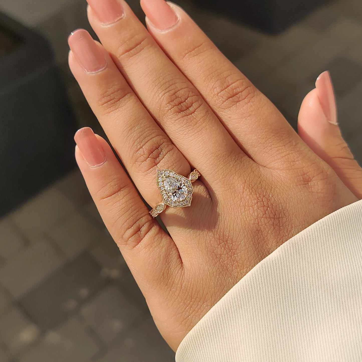Cushion Hidden Halo Lab Grown Diamond Engagement Ring