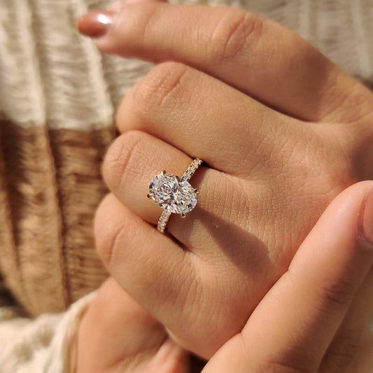 Cushion Hidden Halo Lab Grown Diamond Engagement Ring