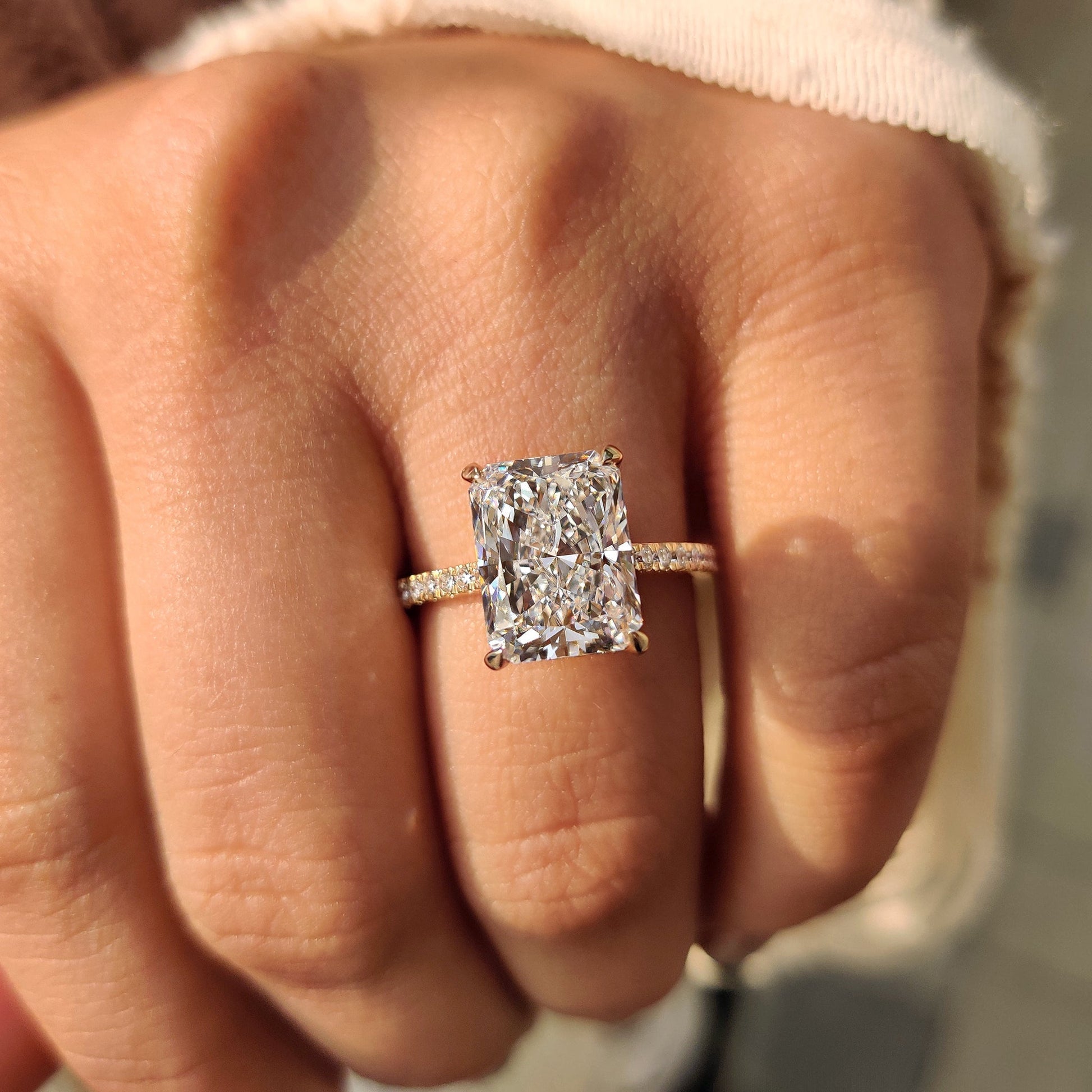 Cushion Hidden Halo Lab Grown Diamond Engagement Ring
