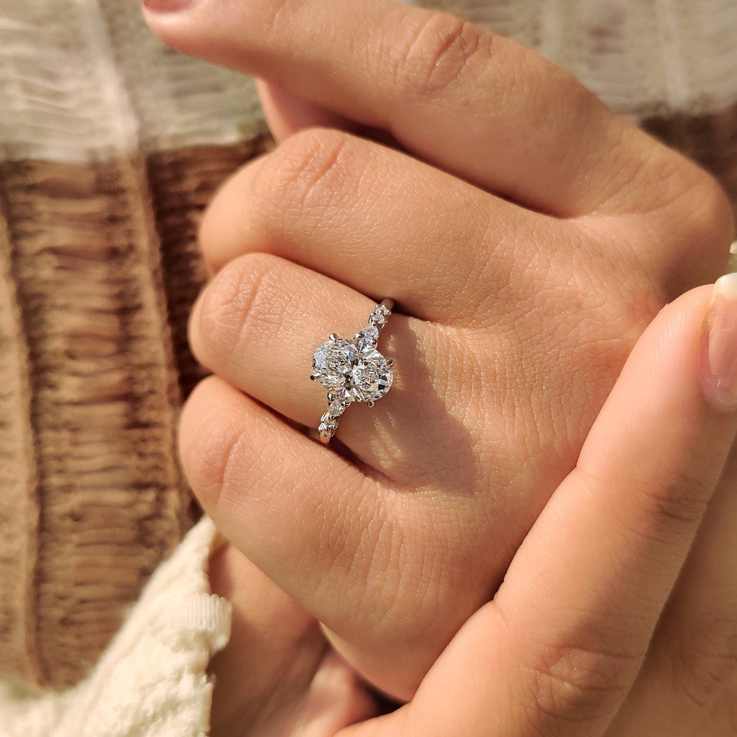 Cushion Hidden Halo Lab Grown Diamond Engagement Ring