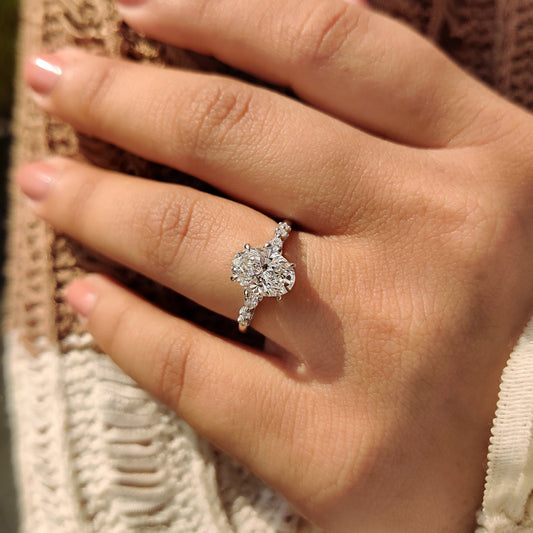 Cushion Hidden Halo Lab Grown Diamond Engagement Ring