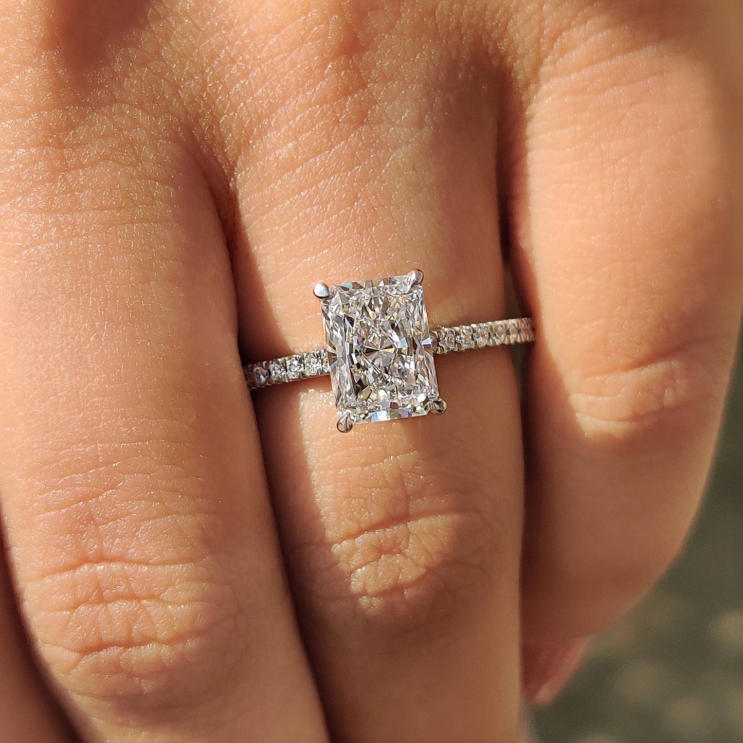 Cushion Hidden Halo Lab Grown Diamond Engagement Ring