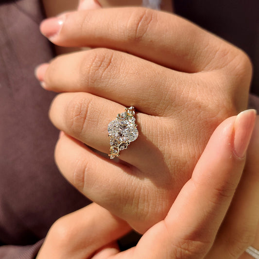 Cushion Hidden Halo Lab Grown Diamond Engagement Ring