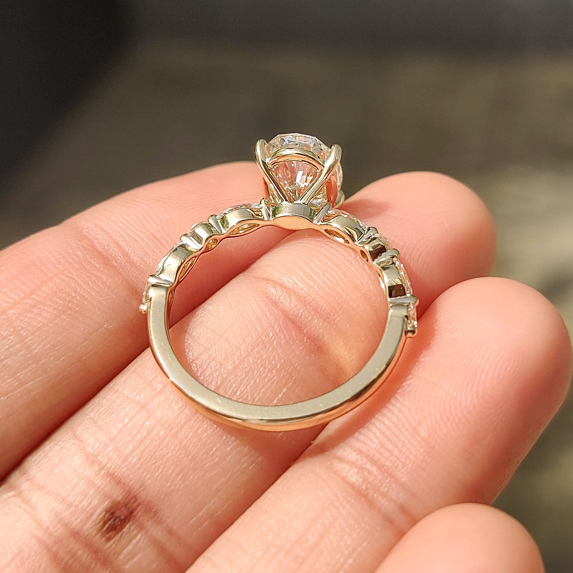Cushion Hidden Halo Lab Grown Diamond Engagement Ring