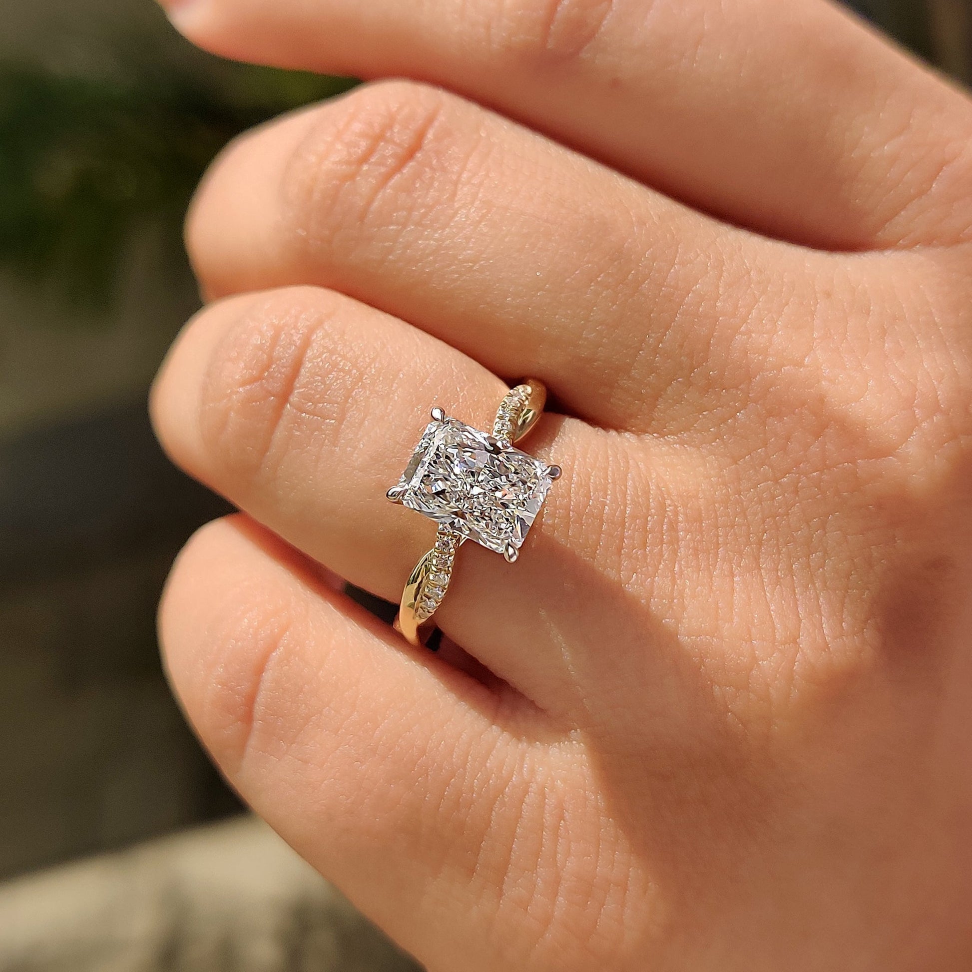 Cushion Hidden Halo Lab Grown Diamond Engagement Ring