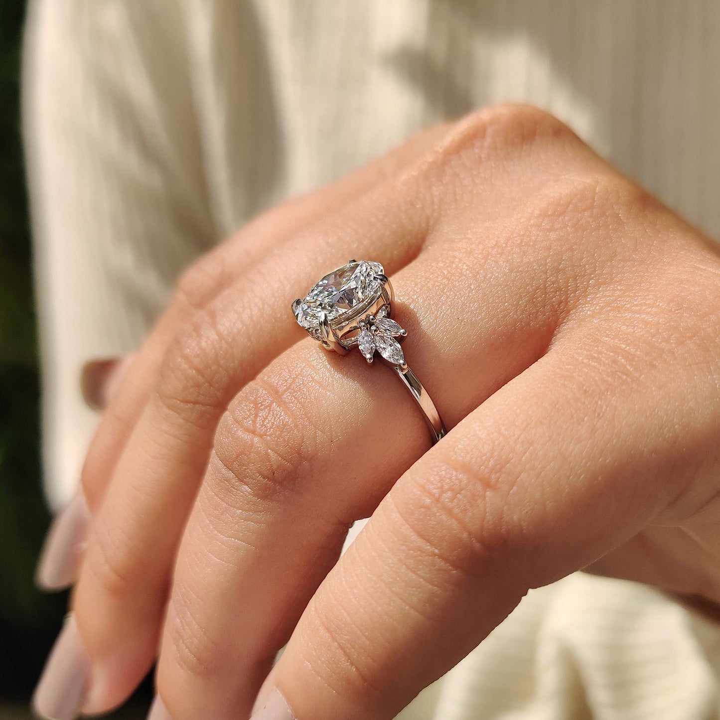 Cushion Hidden Halo Lab Grown Diamond Engagement Ring