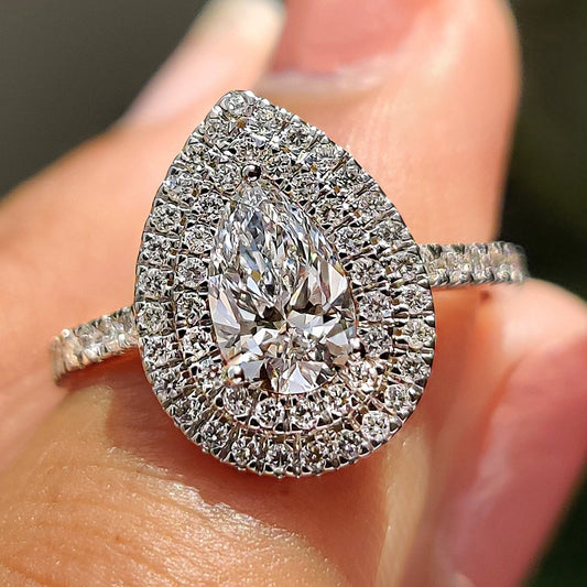 Cushion Hidden Halo Lab Grown Diamond Engagement Ring
