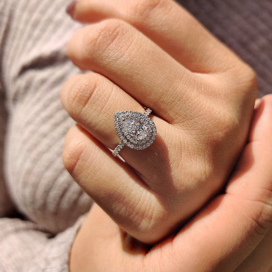 Cushion Hidden Halo Lab Grown Diamond Engagement Ring