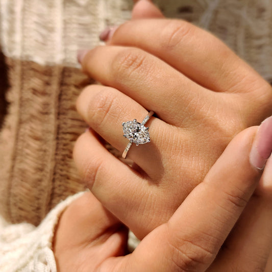 Cushion Hidden Halo Lab Grown Diamond Engagement Ring