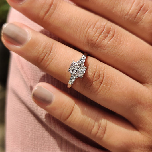 Cushion Hidden Halo Lab Grown Diamond Engagement Ring