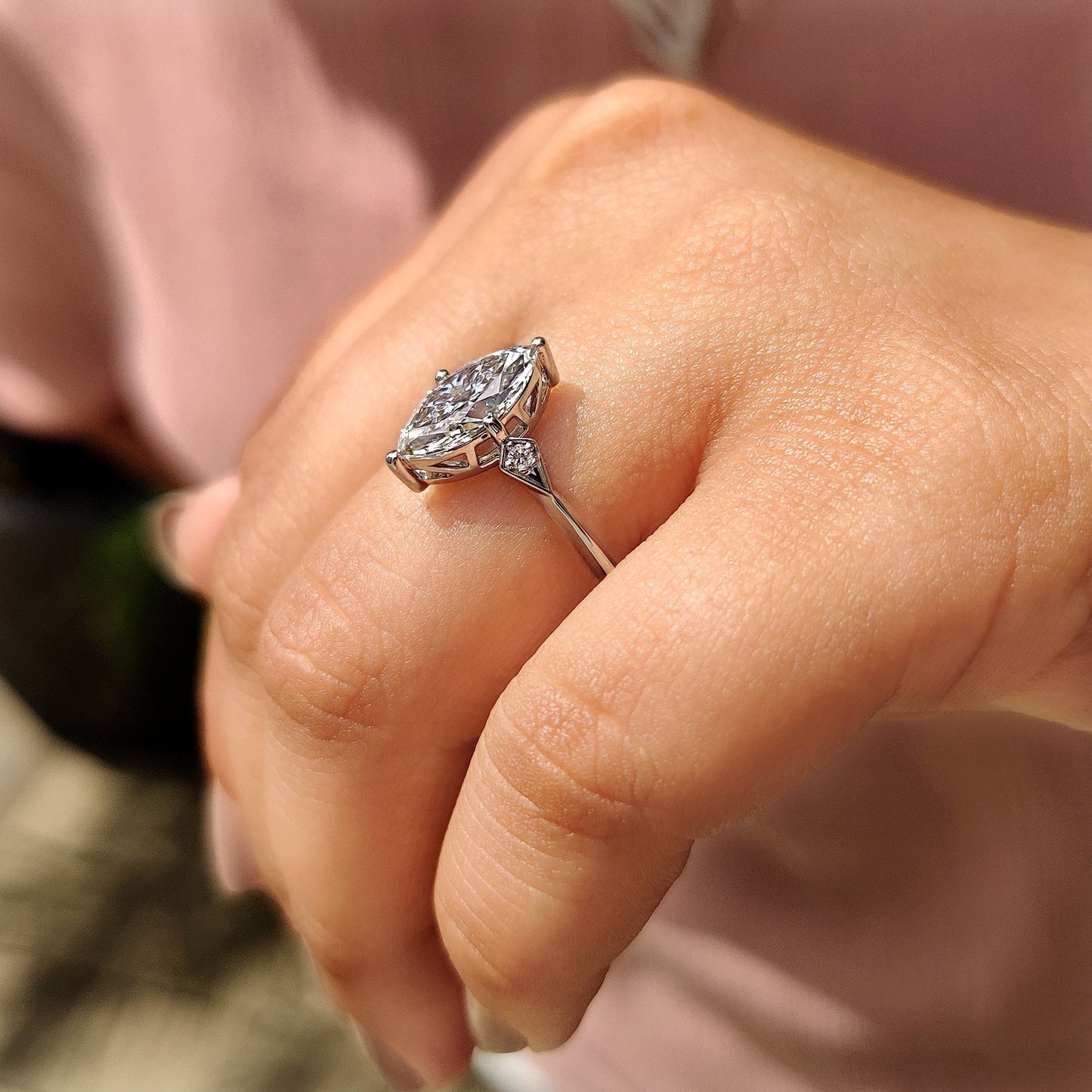 Cushion Hidden Halo Lab Grown Diamond Engagement Ring