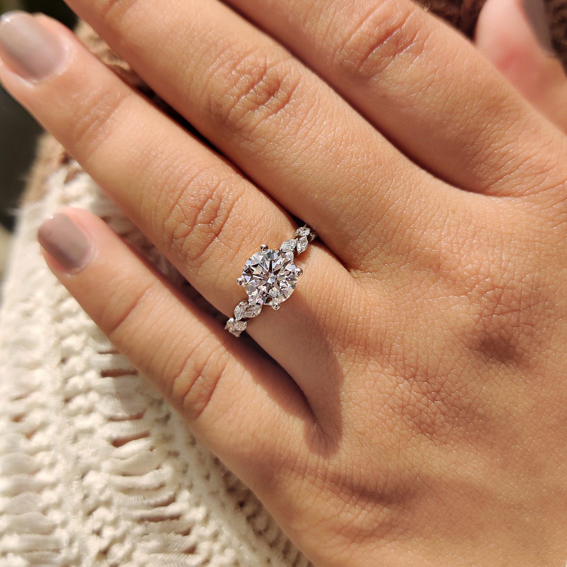 Cushion Hidden Halo Lab Grown Diamond Engagement Ring