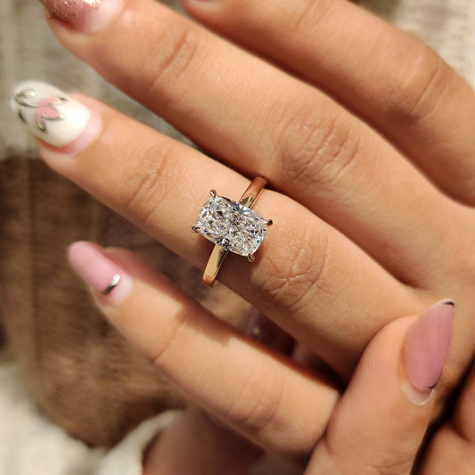 Cushion Hidden Halo Lab Grown Diamond Engagement Ring