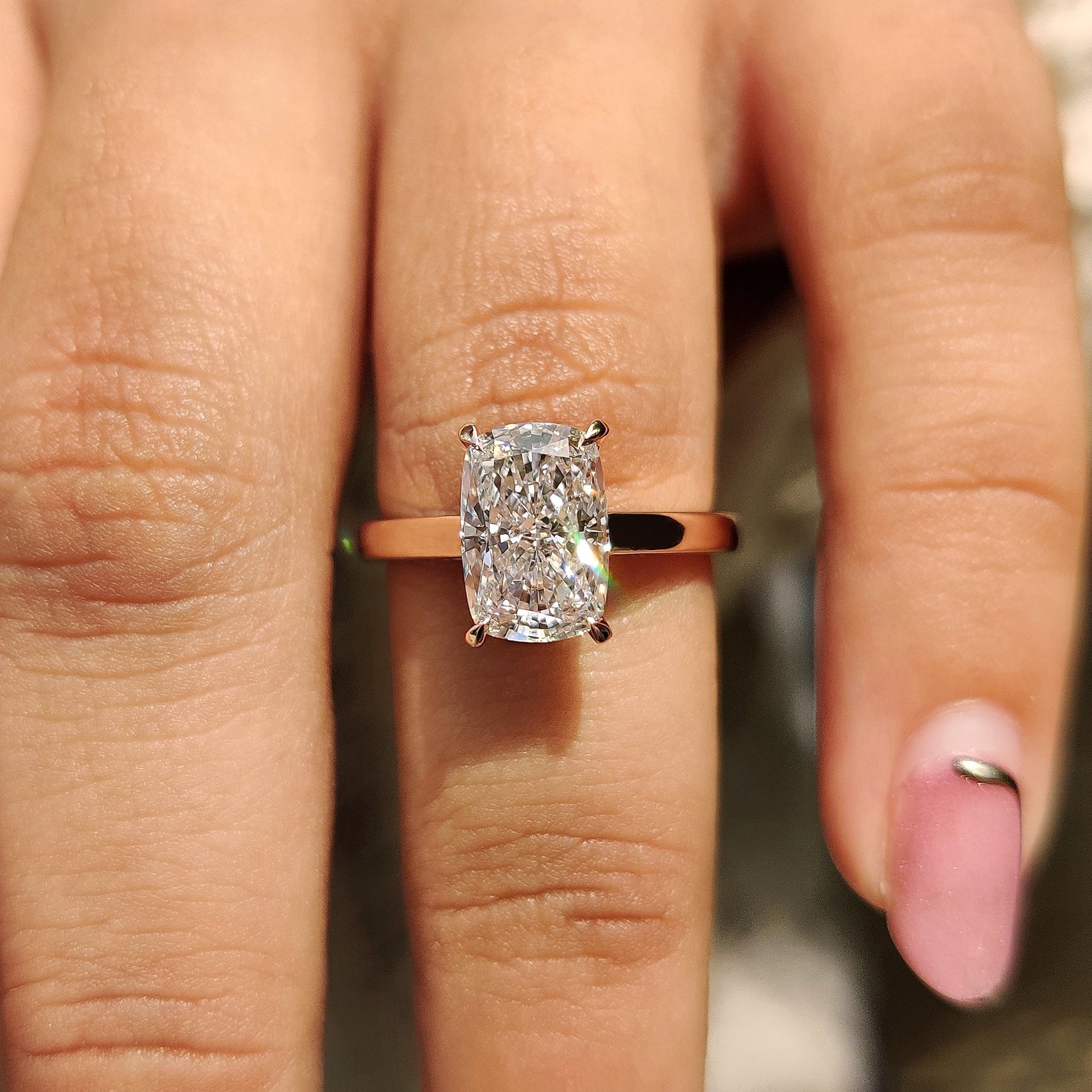Cushion Hidden Halo Lab Grown Diamond Engagement Ring