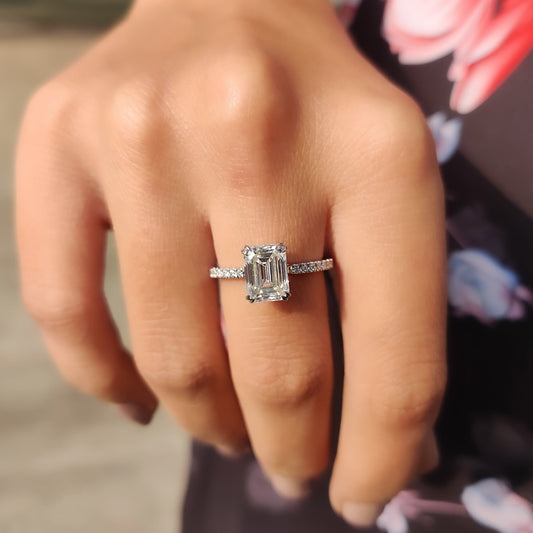 Cushion Hidden Halo Lab Grown Diamond Engagement Ring