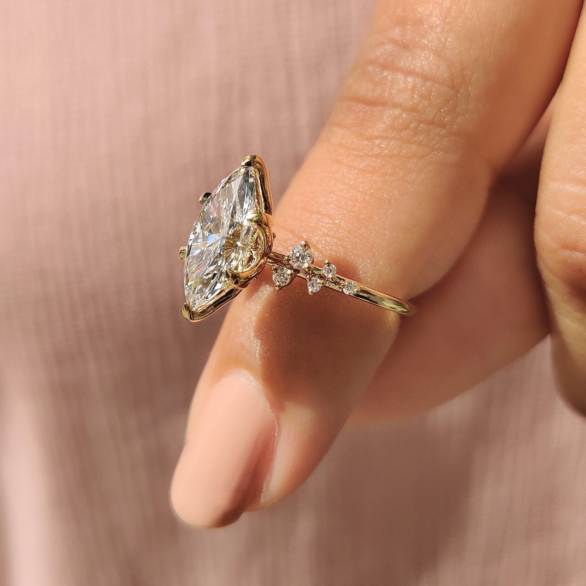 Cushion Hidden Halo Lab Grown Diamond Engagement Ring