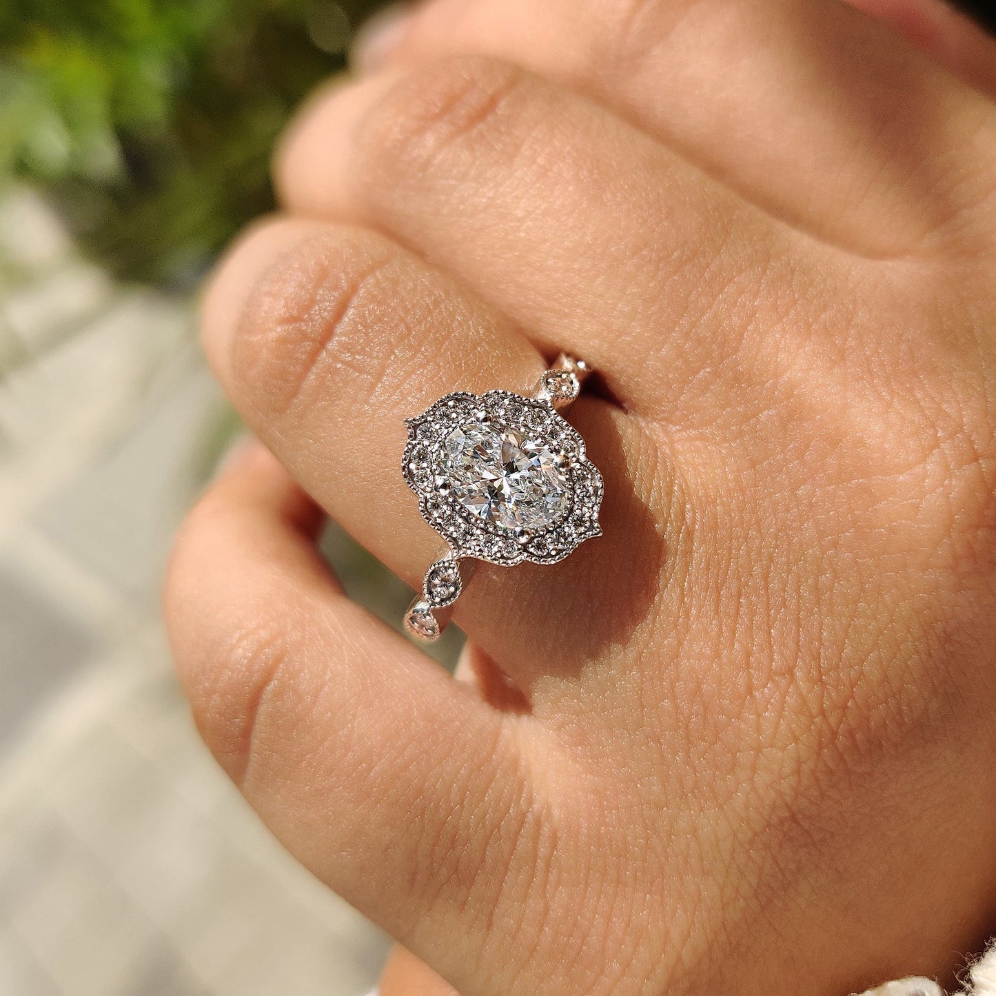 Cushion Hidden Halo Lab Grown Diamond Engagement Ring